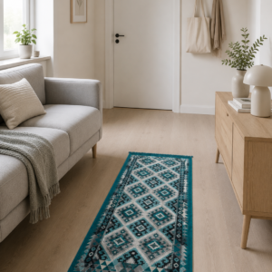 Covor traditional, cu doua fete, dimensiunea 60x120 cm, turcoaz