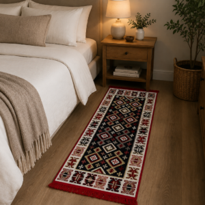 Covor traditional, cu doua fete, dimensiunea 60 x 120cm, rosu-bej - imagine 5
