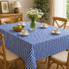 Față de masă bumbac 100%, albastru, 120×160 cm, model geometric, tratament teflon, rezistentă la pete