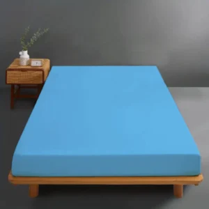 Husa pat tricot, bumbac 100%, dimensiunea 160x200cm, culoare albastru