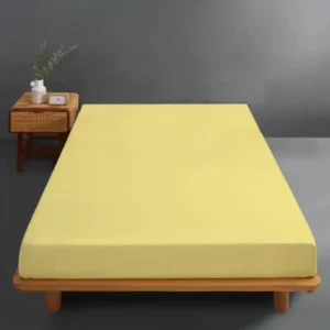 Husa pat tricot, bumbac 100%, dimensiunea 100x200cm, culoare galben