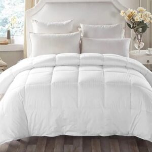 Pilota de iarna cu umplutura de lana, invelis damasc bumbac 100%, dimensiunea 180x210 cm, alba