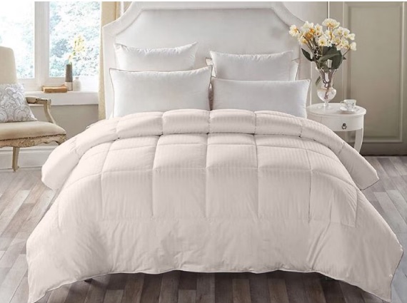 Pilota de iarna cu umplutura de lana, invelis damasc bumbac 100%, dimensiunea 140x210 cm, bej - imagine 3