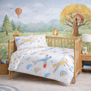 Lenjerie patut copii, Colectia Pure Cotton, 4 piese, model Baby Moon