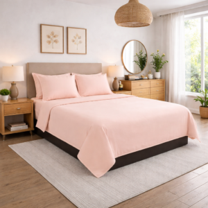 Lenjerie pat King-Size, Bumbac 100% tesatura Ranforce, roz pudrat