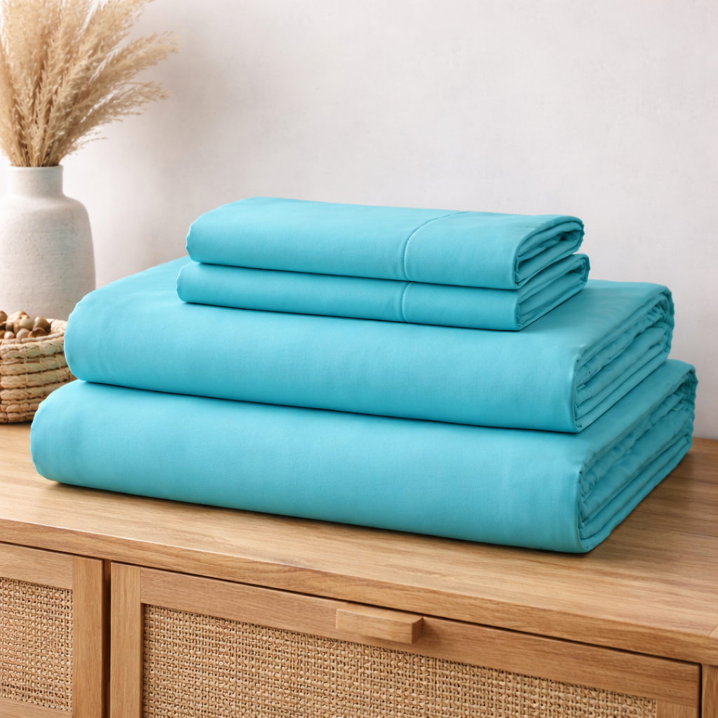 Lenjerie pat King-Size, Bumbac 100% tesatura Ranforce, turcoaz - imagine 2