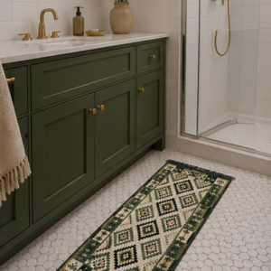 Covor traditional, cu doua fete, dimensiunea 60x120 cm, verde-bej - imagine 3