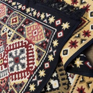 Covor traditional, cu doua fete, dimensiunea 60x120 cm, bleumarin-bej - imagine 3
