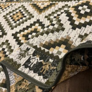 Covor traditional, cu doua fete, dimensiunea 60x120 cm, verde-bej - imagine 4