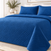 Set Cuvertura de Pat din Catifea 220x240 cm + 2 Fețe de Perna, albastru
