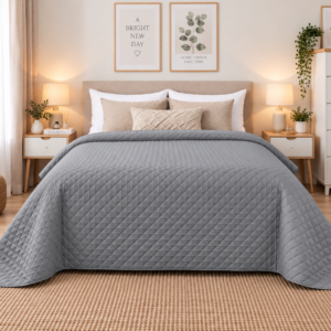 Cuvertură Matlasată Elite Home, Uni, 100% Microfibră, 200x220 cm, culoare gri