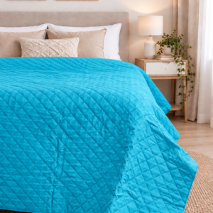 Cuvertură Matlasată Elite Home, Uni, 100% Microfibră, 200x220 cm, culoare Turcoaz - imagine 3