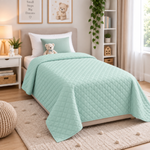Cuvertură Matlasată Elite Home, Uni, 100% Microfibră, 150x210 cm, culoare verde mint