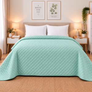 Cuvertură Matlasată Elite Home, Uni, 100% Microfibră, 200x220 cm, culoare verde menta