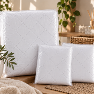 Set Protecție Pat Impermeabilă Matlasată 160x200 cm cu 2 Fețe de Pernă 50x70 cm – Alb