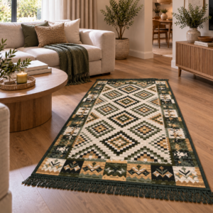 Covor traditional, cu doua fete, dimensiunea 120x180cm, verde